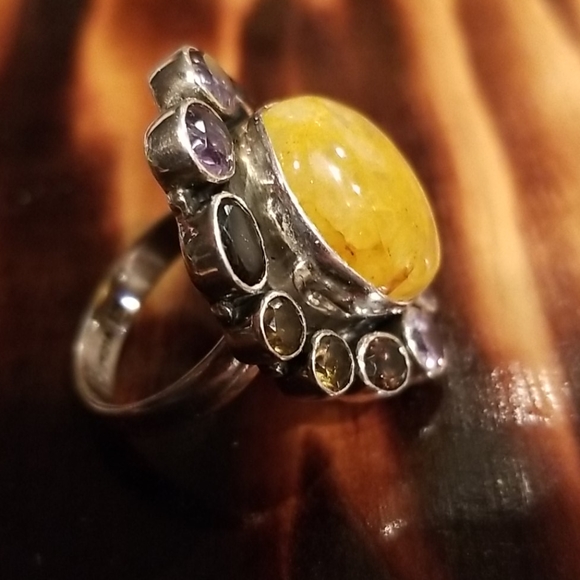 Very Rare vintage-6.14 ct Chrysoberyl Cat Eye s.s. Sterling Silver stamped - Picture 8 of 11